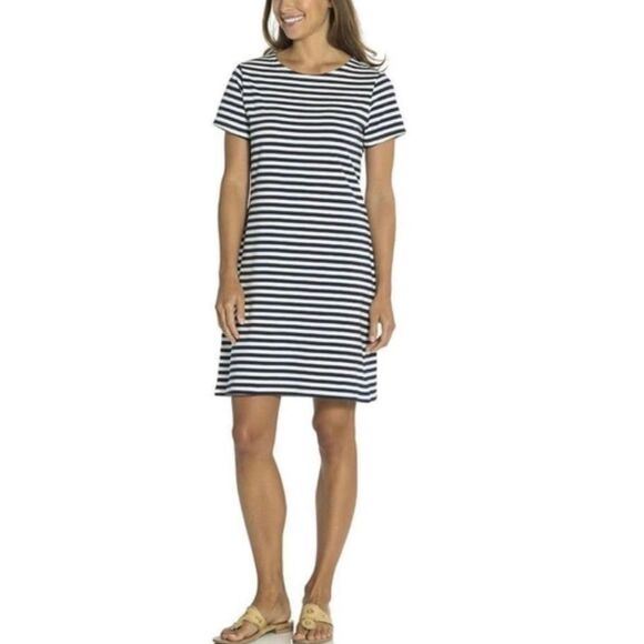 Sail to Sable grey and white striped crewneck shift nautical dress size xs - Picture 1 of 11